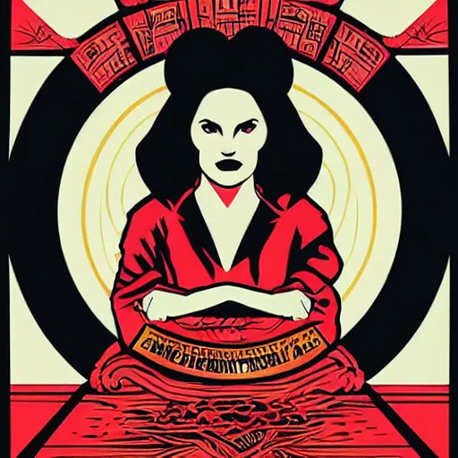 Image similar to a witch running for minister of magic, art by shepard fairey