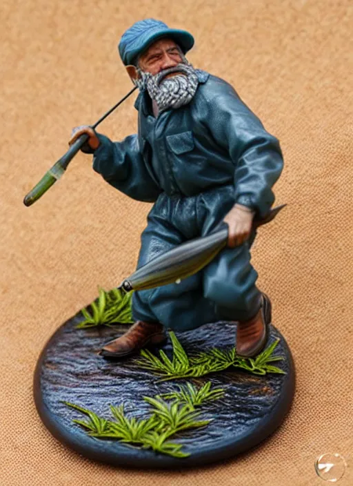 Prompt: 8 0 mm resin detailed miniature of fisherman, product introduction photos, 4 k, full body,