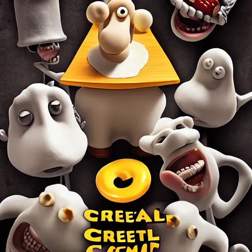 Image similar to wallace and gromit on trial for crimes against cheese, concepts art, ultra detailed, cinematic, epic