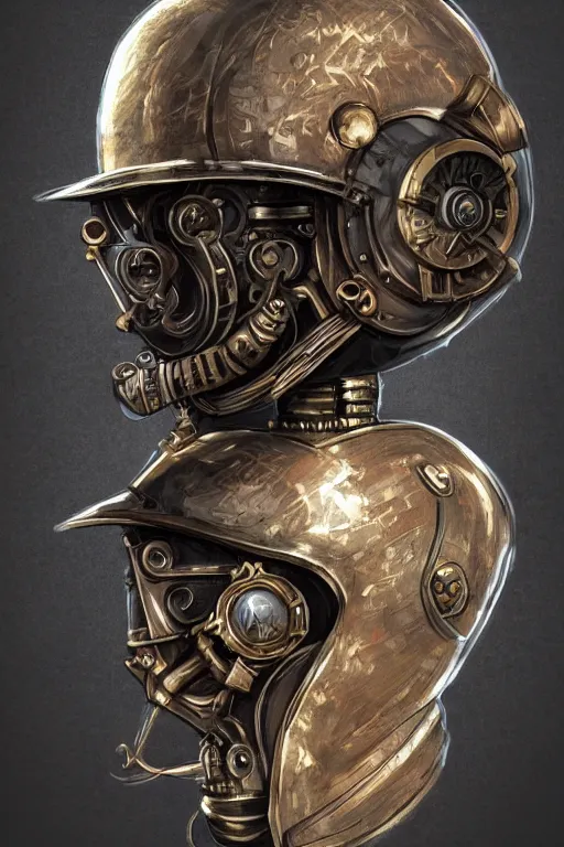 Image similar to steampunk helmet fantasy art mask robot ninja stylized digital illustration sharp focus, elegant intricate digital painting artstation concept art global illumination ray tracing advanced technology chaykin howard and campionpascale and cooke darwyn and davis jack