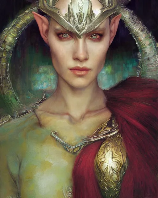 Image similar to a beautiful elf queen, oil painting, by Edgar Maxence and Ross Tran and Michael Whelan