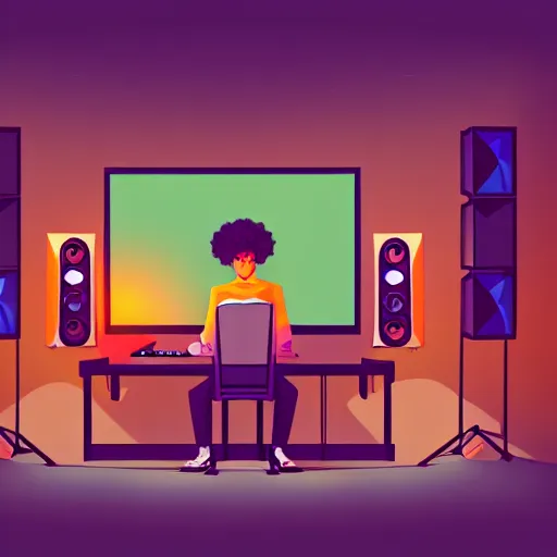 Image similar to a 2 d music studio, design, vector art, digital art, portrait, 4 k, 8 k, sharp focus, smooth, illustration, room, concept art