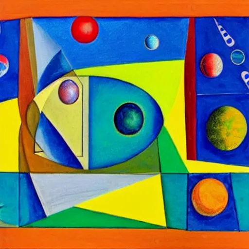 Image similar to solar system in the style of cubism