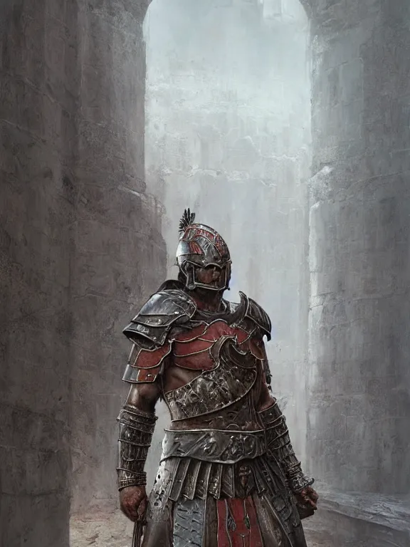 Image similar to arena gladiator concept, wearing ancient greek armor, beksinski, for honor charector design concept art, wayne barlowe, ruan jia, the hobbit art