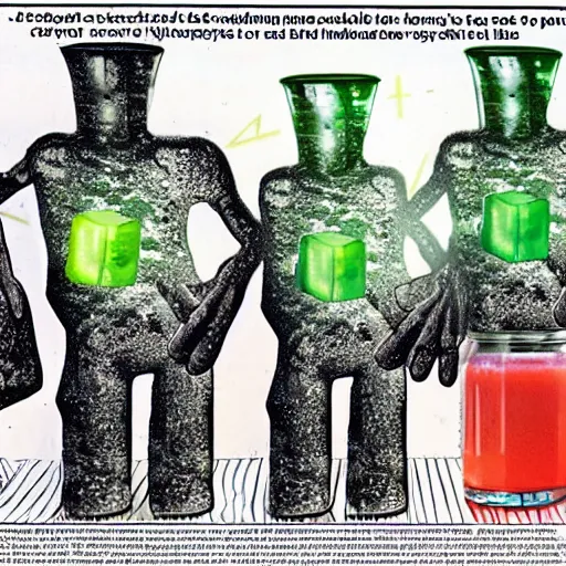 Image similar to gelatinous cubes being processed into magic items with the juice made from their bodies, d & d, industry magazine photo