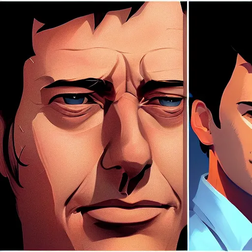 Image similar to face icon stylized minimalist michael crichton, loftis, cory behance hd by jesper ejsing, by rhads, makoto shinkai and lois van baarle, ilya kuvshinov, rossdraws global illumination