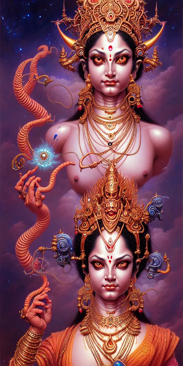 Image similar to beautiful hindu goddess fantasy character portrait, full figure, ultra realistic, intricate details, the fifth element artifacts, highly detailed by peter mohrbacher, hajime sorayama, wayne barlowe, boris vallejo, aaron horkey, gaston bussiere, craig mullins