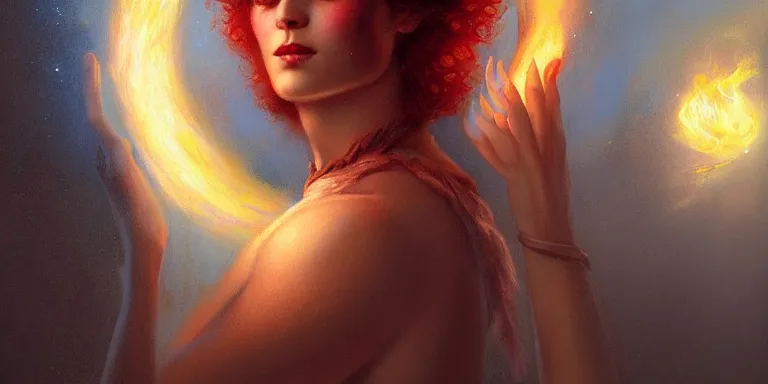 Image similar to A Portrait of the God of Fire, by Manuel Sanjulian and Tom Bagshaw