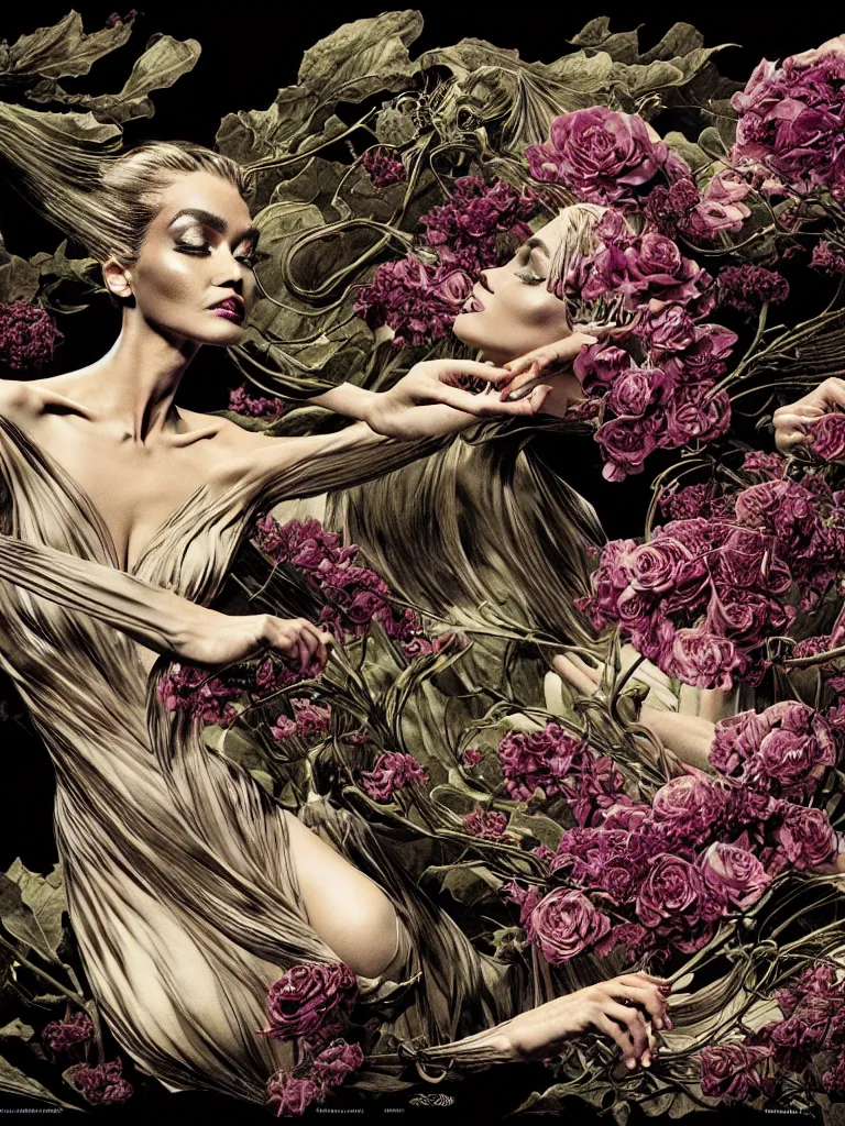 Image similar to fragrance advertising campaign by bernie wrightson, highly detailed