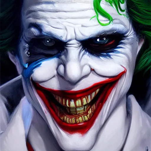 Image similar to joker, paint by wlop