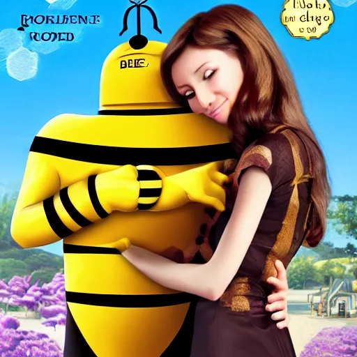 Prompt: bee movie, romance novel cover