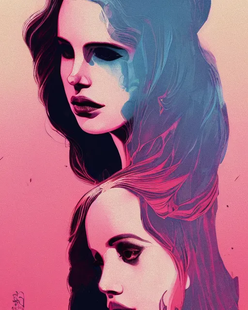 Image similar to portrait of Lana Del Rey as a cyborg. intricate abstract. intricate artwork. by Tooth Wu, wlop, beeple, dan mumford. cyberpunk stepford wife, mulholland drive by david lynch, dune by david lynch, blade runner 2049 by dennis villeneuve, sacred geometry, octane render, trending on artstation, greg rutkowski very coherent symmetrical artwork. cinematic, hyper realism, high detail, octane render, 8k, iridescent accents