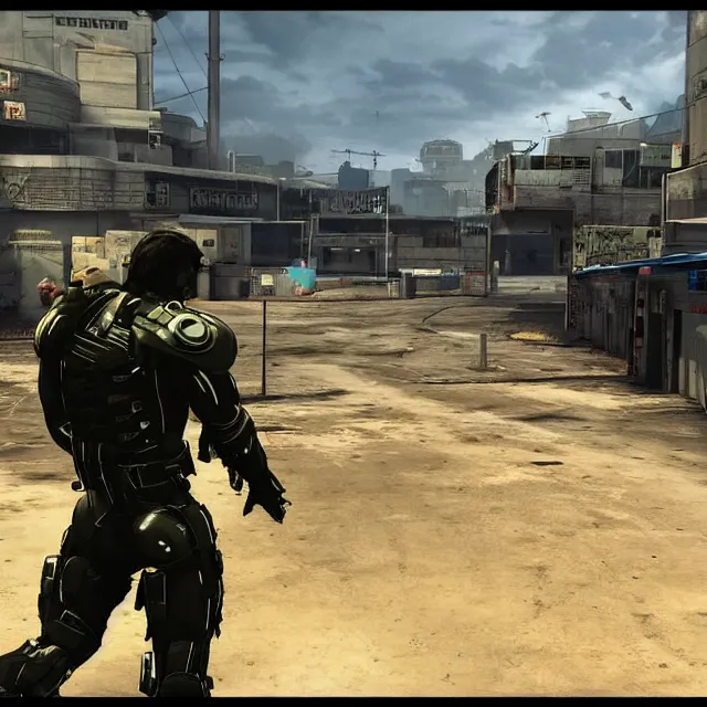 Prompt: screenshot of gameplay from a desielpunk retrofuturistic fps video game on the xbox 3 6 0 in the style of metal gear in the style of call of duty trending on artstation deviantart pinterest detailed realistic hd 8 k high resolution