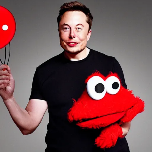 Image similar to Elon Musk in an Elmo costume