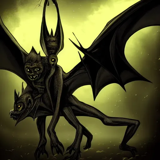 Prompt: bat - creature, horror, fantasy, dark