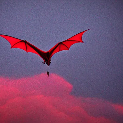 Prompt: dragon flying through a red thunderstorm.