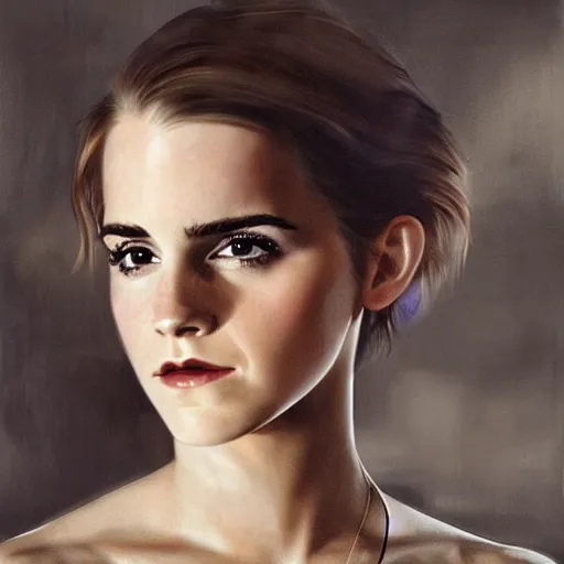 Image similar to close up of emma watson in latex, cinematographic shot, by daniel f. gerhartz