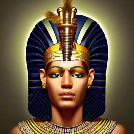 Prompt: Portrait of Egyptian God Osiris with infinite rays of consciousness emitting from his third eye concept art by George Stubbs, highly detailed, ultra detailed, ultra realistic, trending on artstation