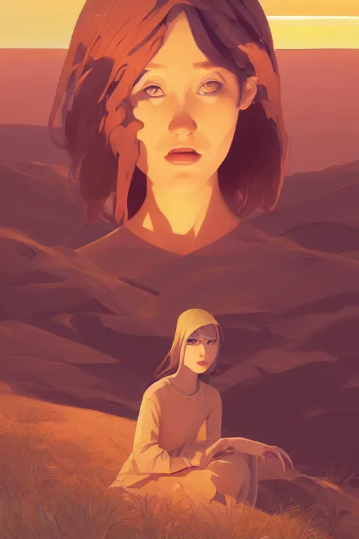 Image similar to single hermit in the desert, smooth face, centered median photoshop filter cutout vector behance hd by artgerm, jesper ejsing, by rhads, makoto shinkai and lois van baarle, ilya kuvshinov, rossdraws, illustration, art by ilya kuvshinov and gustav klimt