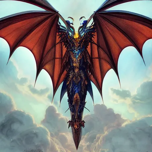 Image similar to Perfectly-centered photograph of a Winged Dragon, lifelike, super highly detailed, professional digital painting, artstation, concept art, smooth, sharp focus, extreme illustration, Unreal Engine 5, Photorealism, HD quality, 8k resolution, cinema 4d, 3D, beautiful, cinematic, art by artgerm and greg rutkowski and alphonse mucha and loish and WLOP