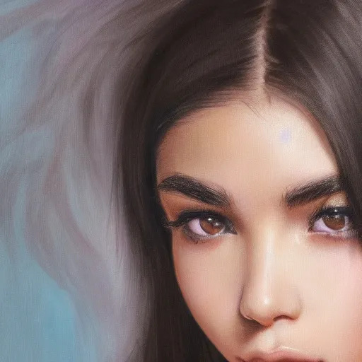 Image similar to 4k,ultra detailed portrait of Madison Beer by Rachel Ruysch