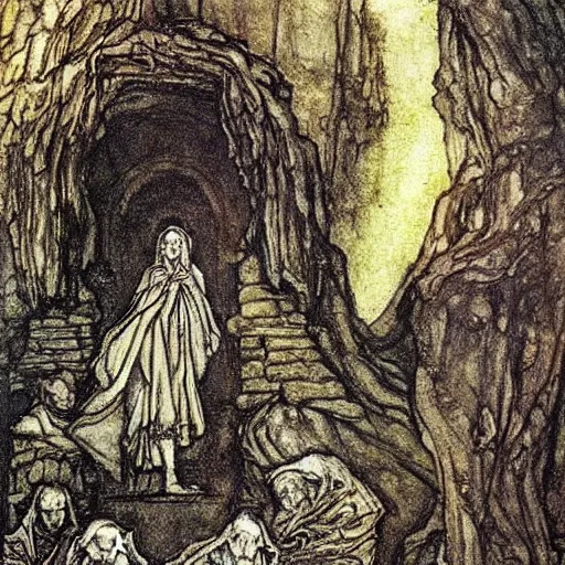 Image similar to Surely some revelation is at hand, surely the Second Coming is at hand, painted by Arthur Rackham