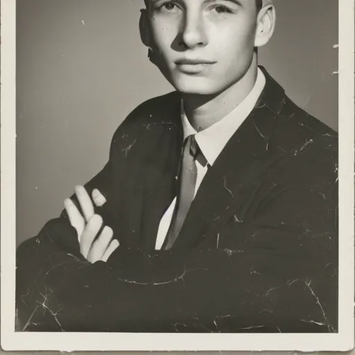 Prompt: a photographic portrait of a young man in the 1 9 5 0 s