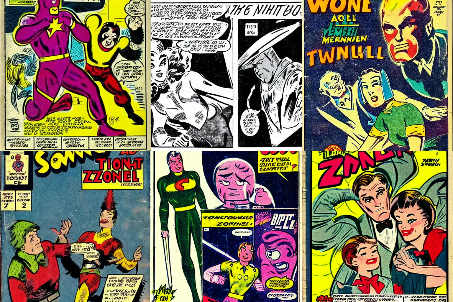 Prompt: a vintage comic book about The Twilight Zonel