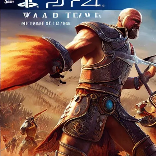 Image similar to video game box art of a ps 4 game called game of war, 4 k, highly detailed cover art.