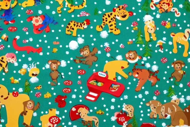 Prompt: fisher price pool table snowy jungle, 85mm