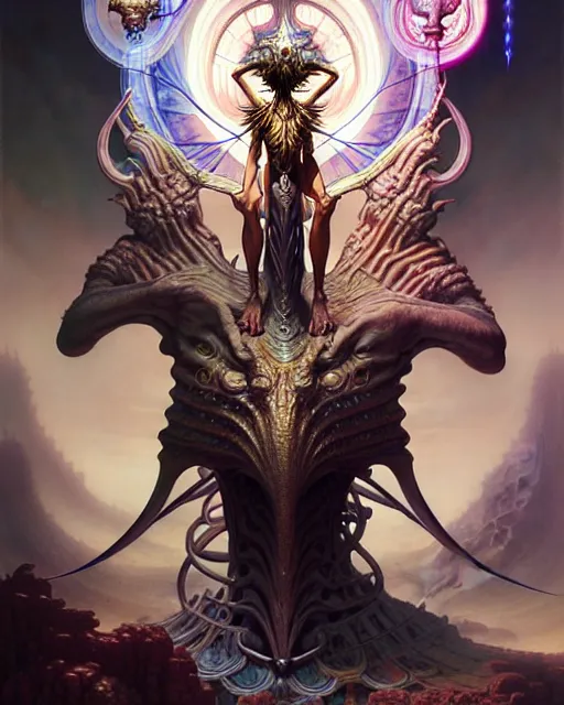 Image similar to the chariot tarot card, fantasy character portrait made of fractals, ultra realistic, wide angle, intricate details, the fifth element artifacts, highly detailed by peter mohrbacher, hajime sorayama, wayne barlowe, boris vallejo, aaron horkey, gaston bussiere, craig mullins