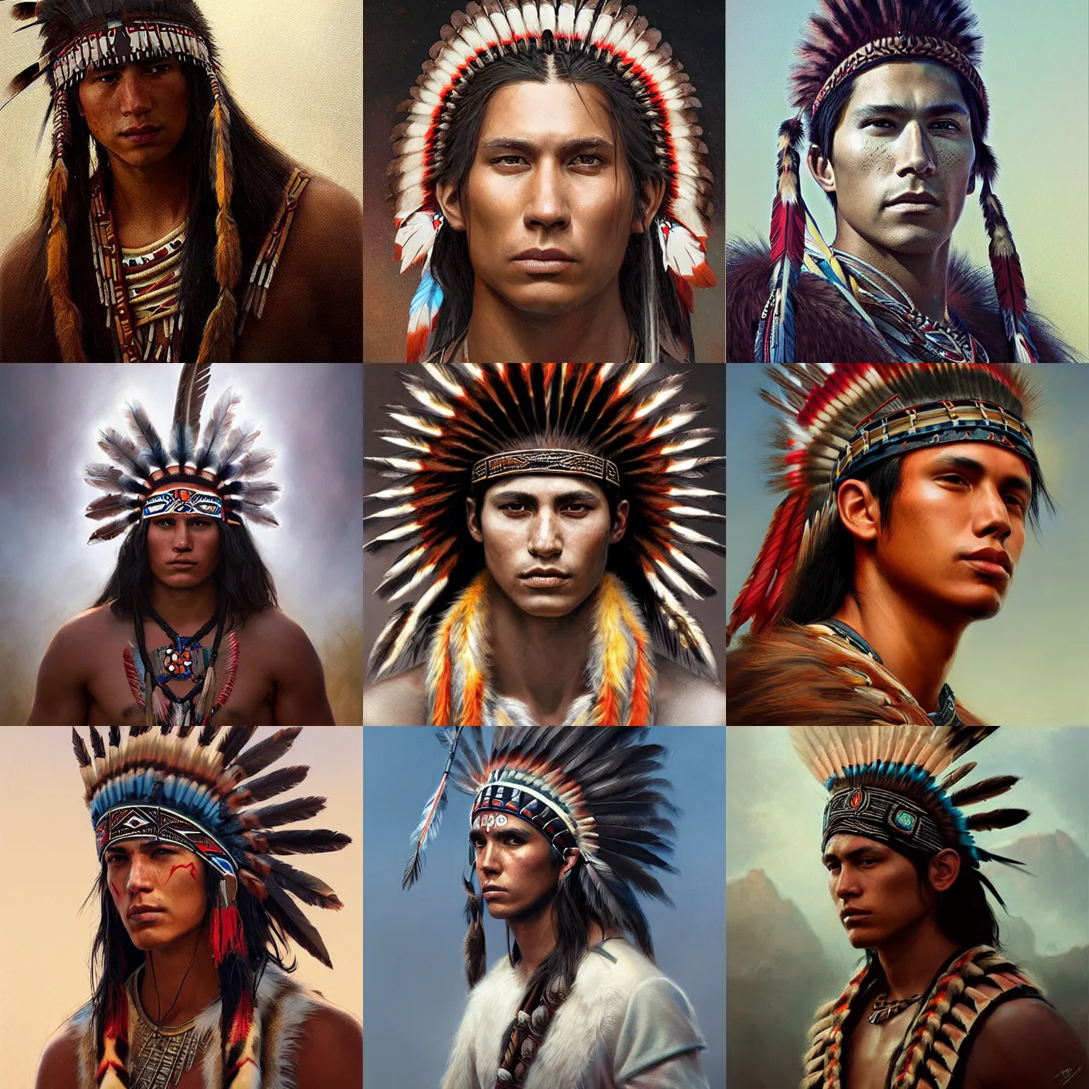 native-american-warrior-young-male-headdress-stable-diffusion