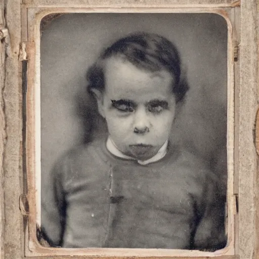 Prompt: facial portrait of a 3 year old boy, 1 9 1 9, ambrotype, by george s. cook, award winning