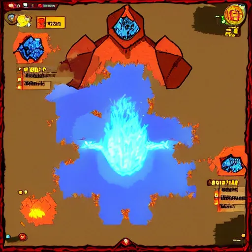 Image similar to TzKal-Zuk at the Inferno, old school runescape, lava river, magma, large shield of magma, obsidian pillars