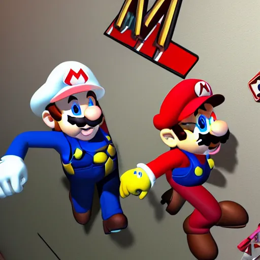 Image similar to mario trying to escape a room filling with smoke