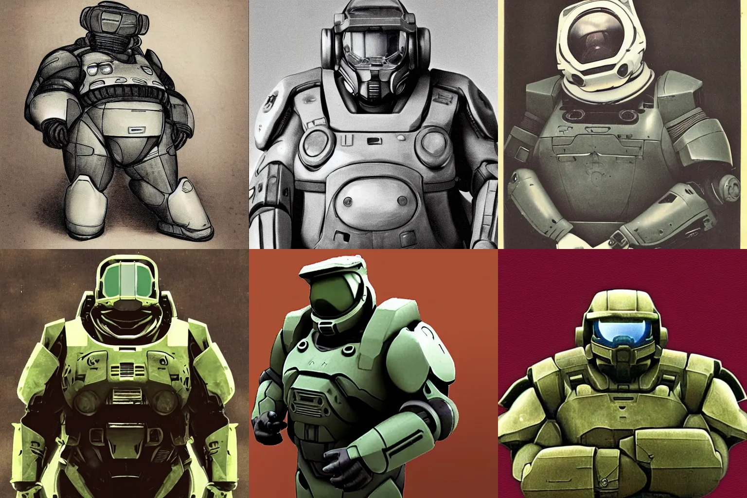 Prompt: a photograph of an obese master chief