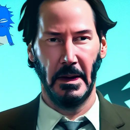 Image similar to Keanu reeves In Rick and Morty 4K detailed super realistic