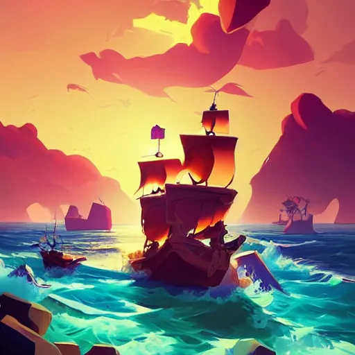 Image similar to painting treasure on sea of thieves game smooth median photoshop filter cutout vector, behance hd by jesper ejsing, by rhads, makoto shinkai and lois van baarle, ilya kuvshinov, rossdraws global illumination