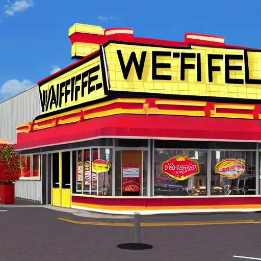 Prompt: detailed wafflehouse restaurant