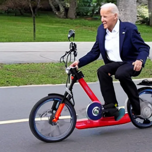 Image similar to biden riding an electric unicycle