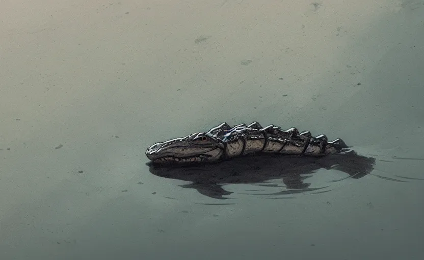 Prompt: a cute gator in a river by Atey Ghailan