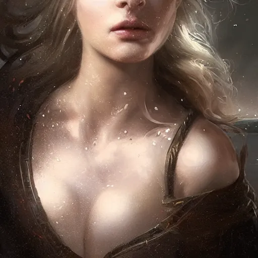 Image similar to portrait of Kim Petras, amazing splashscreen artwork, splash art, head slightly tilted, natural light, elegant, intricate, fantasy, atmospheric lighting, cinematic, matte painting, by Greg rutkowski