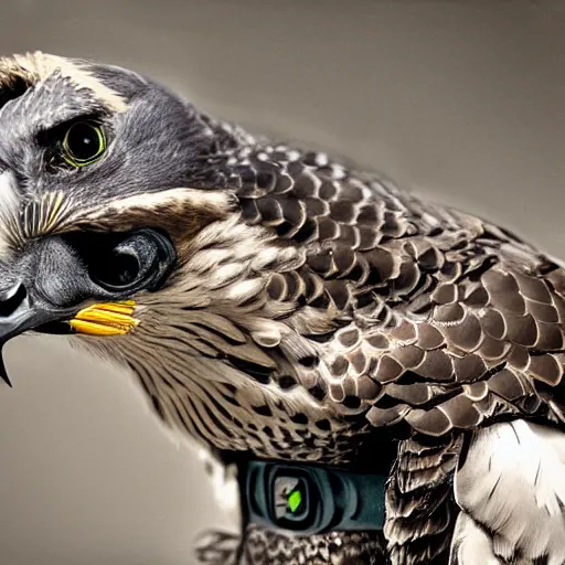 Image similar to a peregrine falcon as the robot power ranger, digital photography, highly detailed