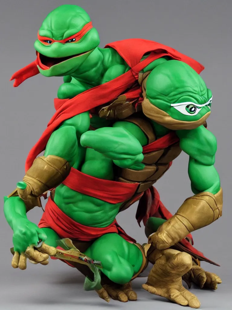 Image similar to giant teenage mutant ninja turtle toy, highly detailed, sharp focus