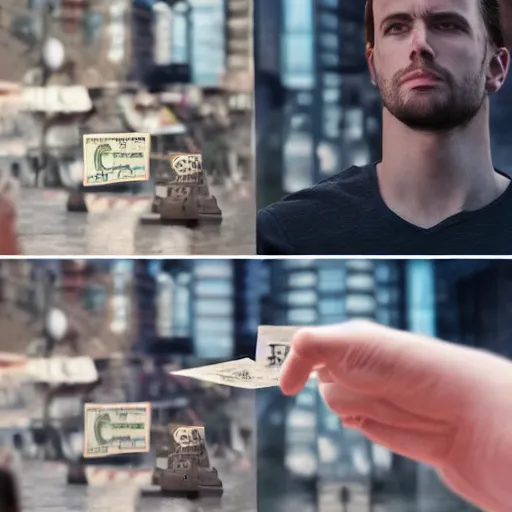 Image similar to take my money meme, hyper realistic, 8 k, cinematic lighting, sharp focus, 8 k,