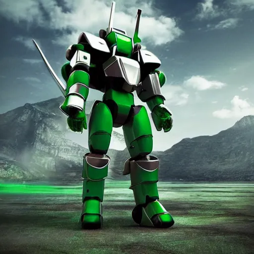 Prompt: miniature saudi samurai mecha, green and white, full body mecha suit, epic urban battle, Murata Yasushi Nirasawa Style, beautiful aesthetic, photorealistic, volumetric lighting, hyperrealistic, tiltshift, octane render, HDR, Production IG Studios Anime Style