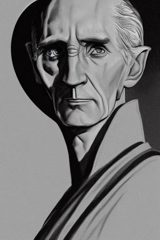 Image similar to ralph mcquarrie concept art portrait of jedi master wilhuff tarkin