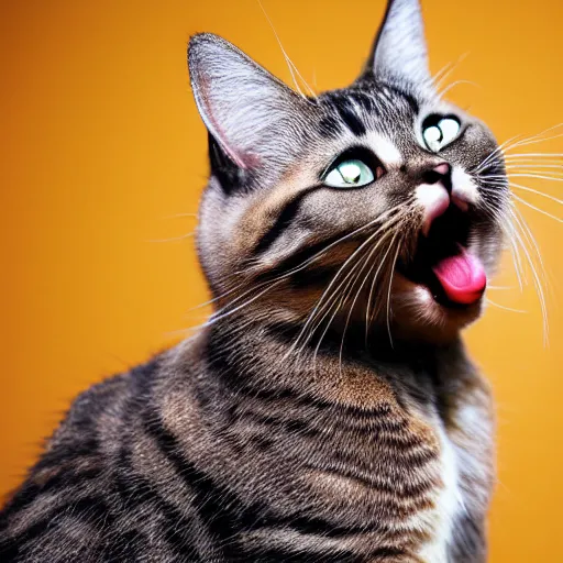 Prompt: cat singing photographed