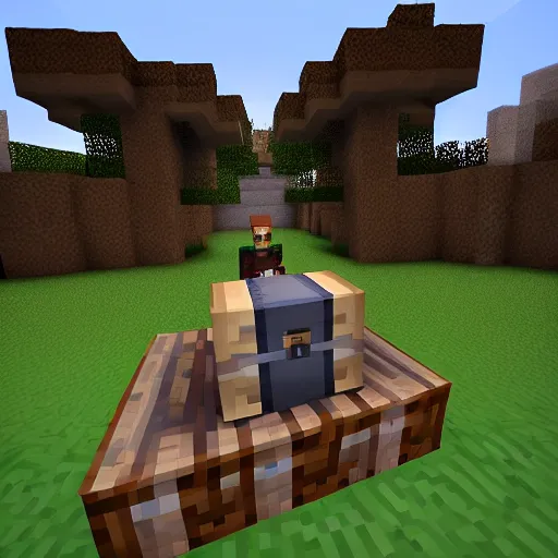 Prompt: looting chests in minecraft