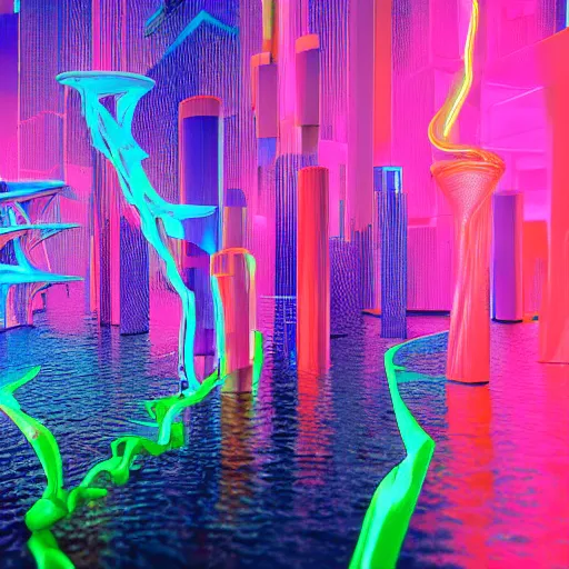 Prompt: neon, abstract, liquid, matte painting